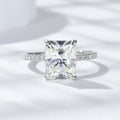 Dainty radiant-cut moissanite engagement ring set in 925 sterling silver