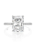 Dainty radiant-cut moissanite engagement ring set in 925 sterling silver