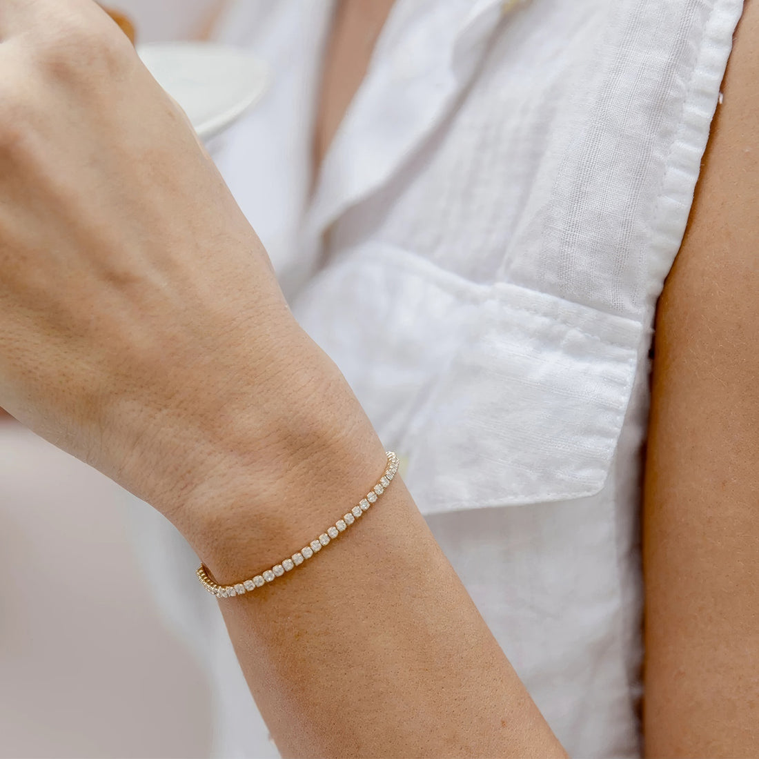 chain slider adjustable dainty classic tennis bracelet