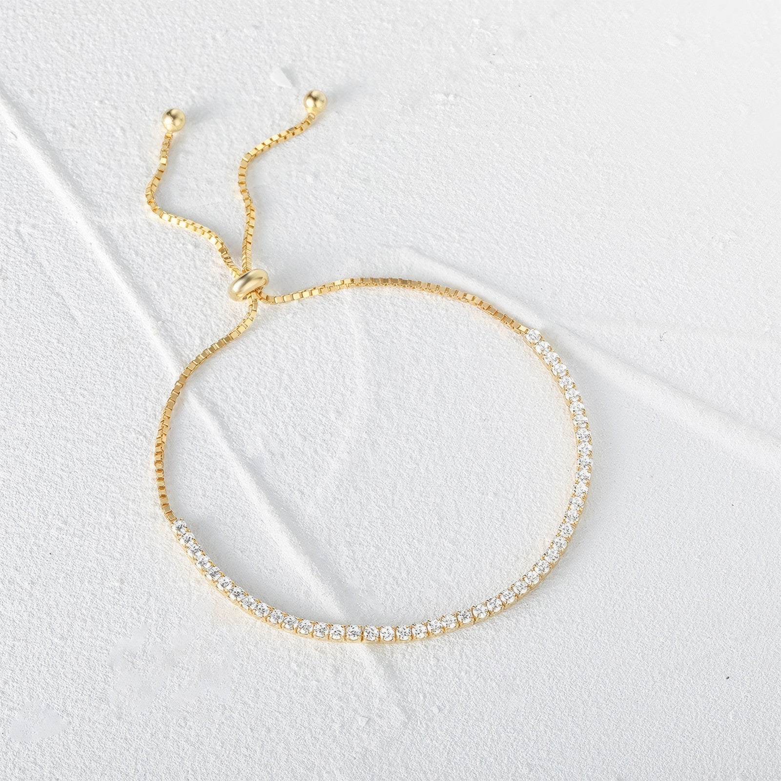 chain slider adjustable dainty classic tennis bracelet with zirconia stones