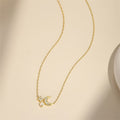 crescent moon and star adorned with zirconia crystals and white opal pendant chain sterling silver necklace