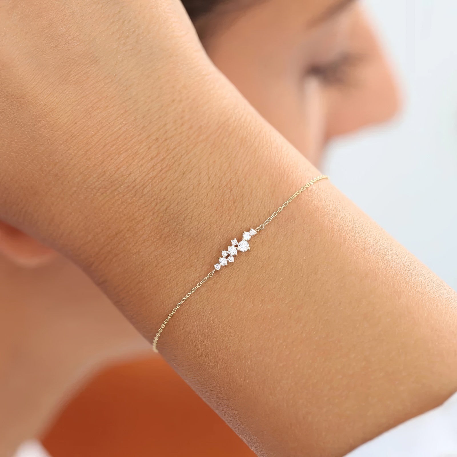 crystal cluster chain bracelet