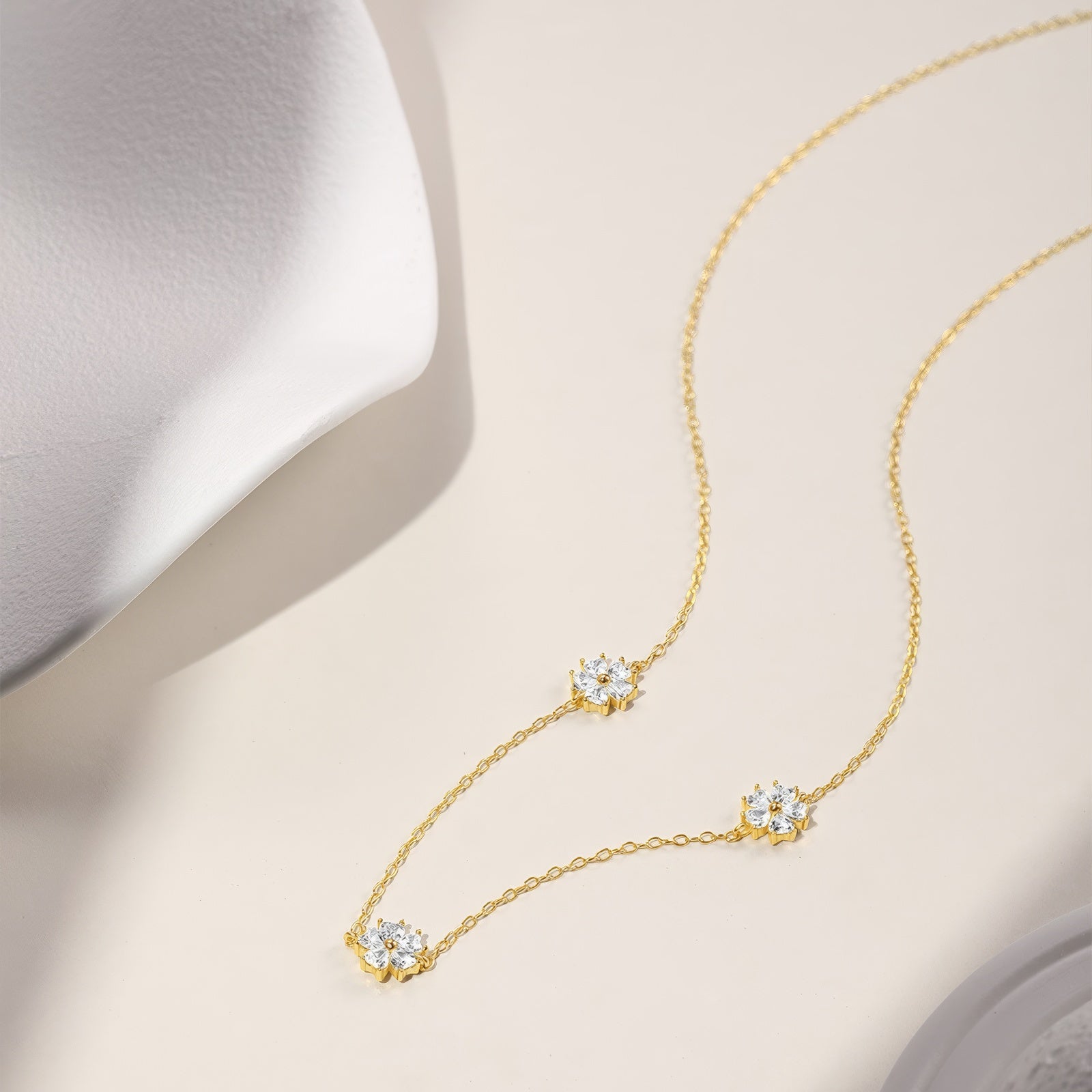 crystal flower chain necklace