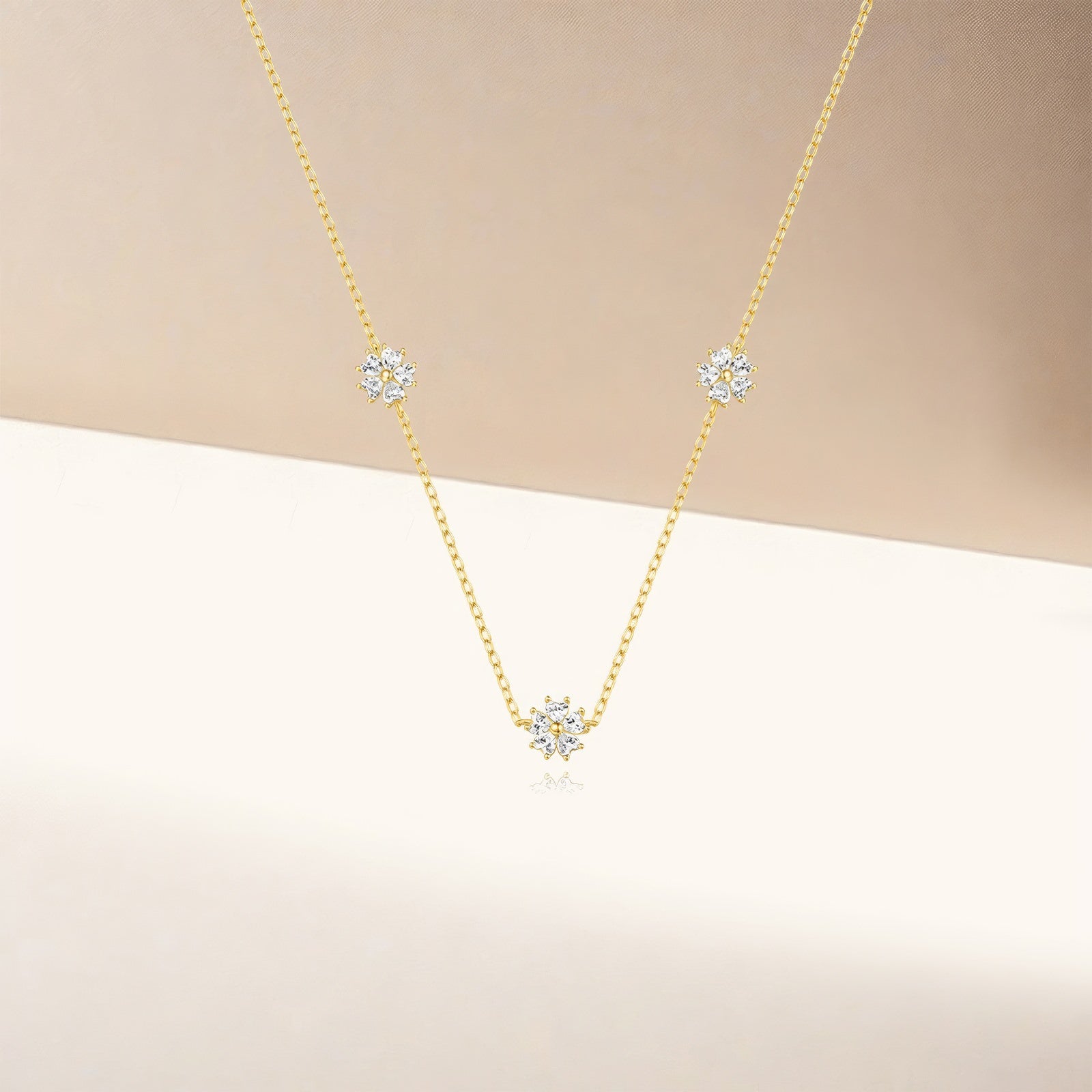 crystal flower chain necklace