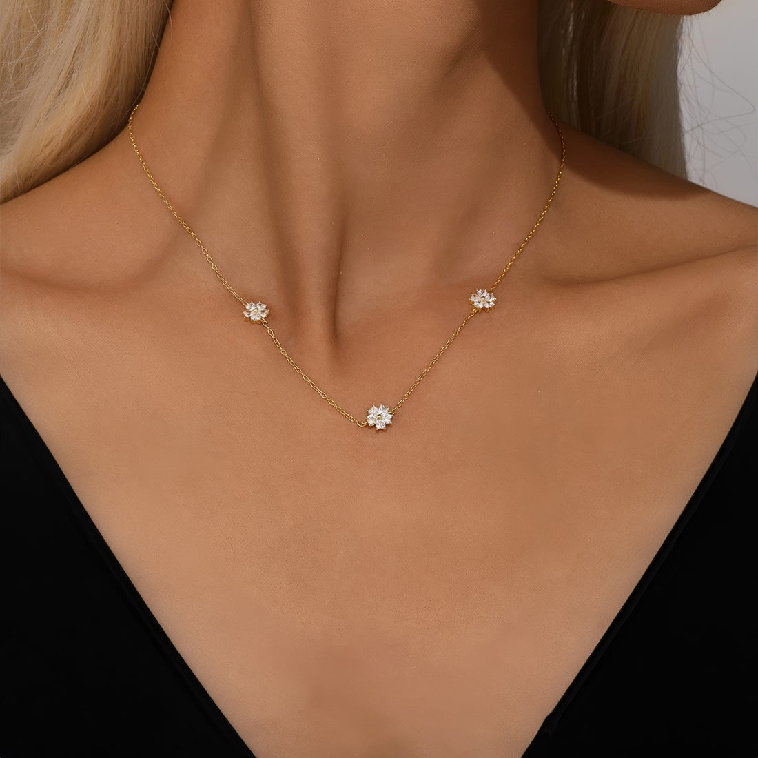 crystal flower chain necklace