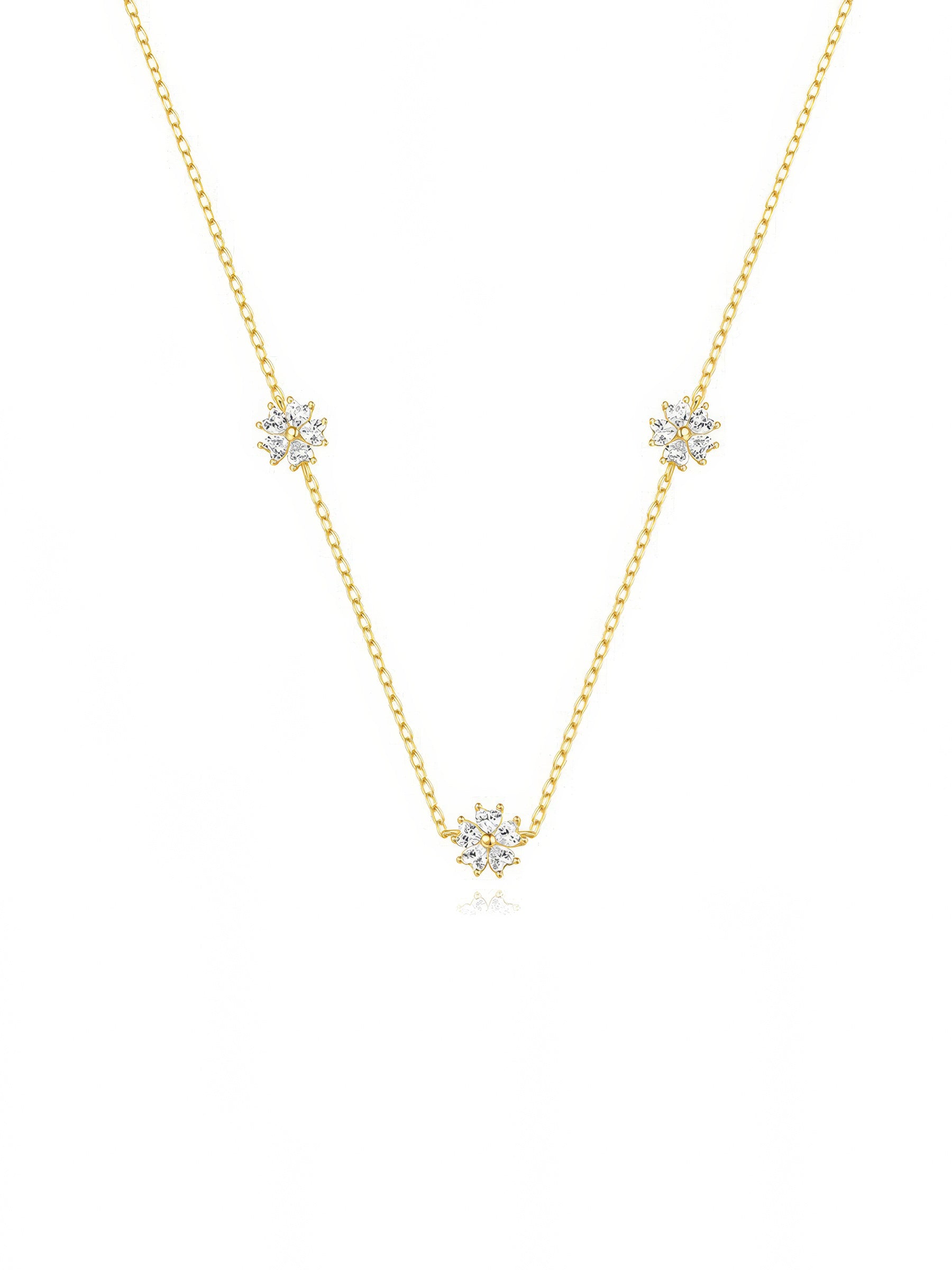 crystal flower chain necklace