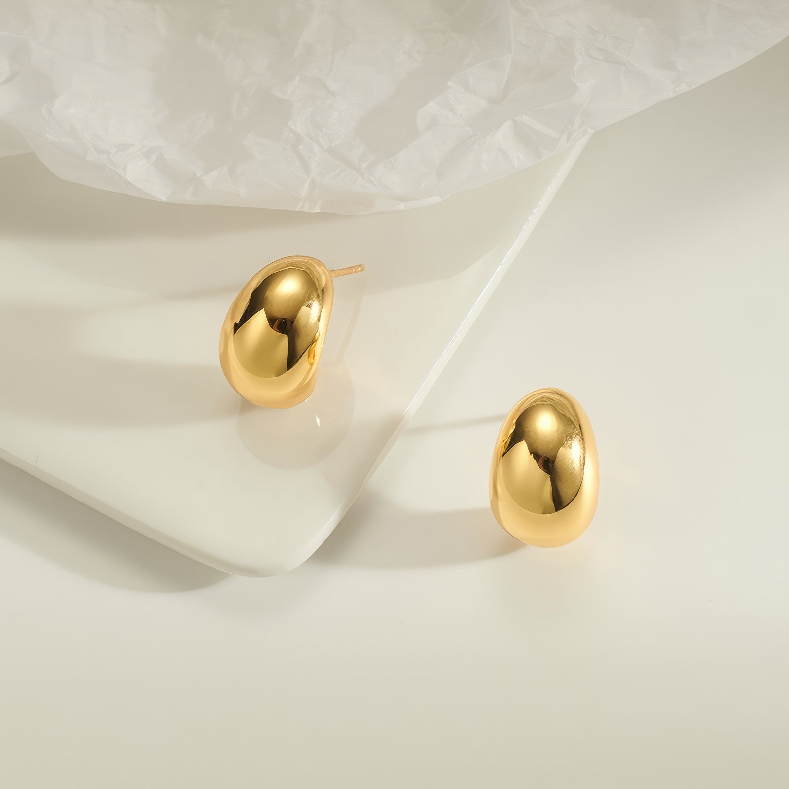 crescent shaped gold plated hoop earring