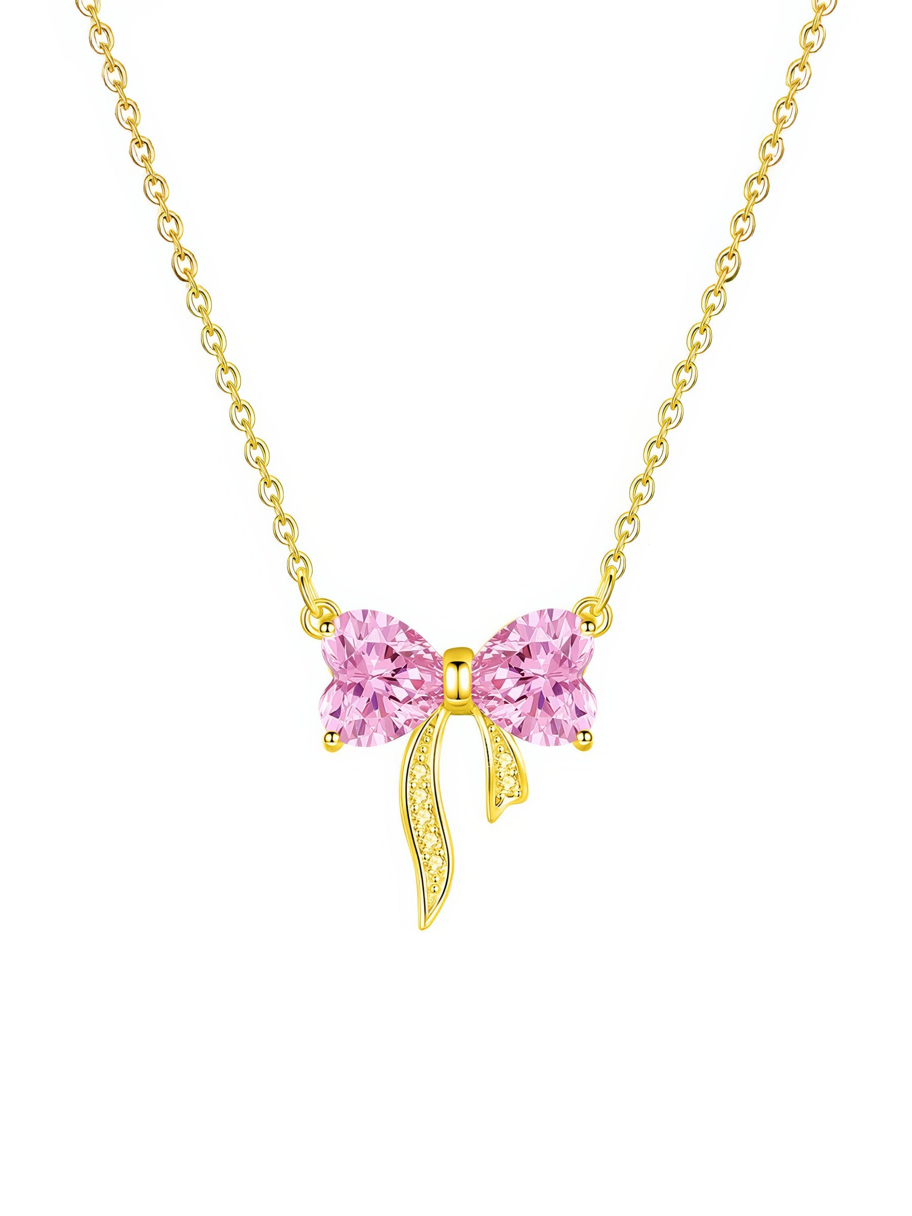 4.13" Rhinestone Crystal Bow Brooch Pin - Gold-Tone Pink, Zinc Alloy, With Spare Stones