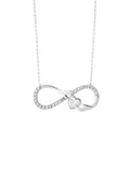 infinity knot necklace hands holding crystal heart