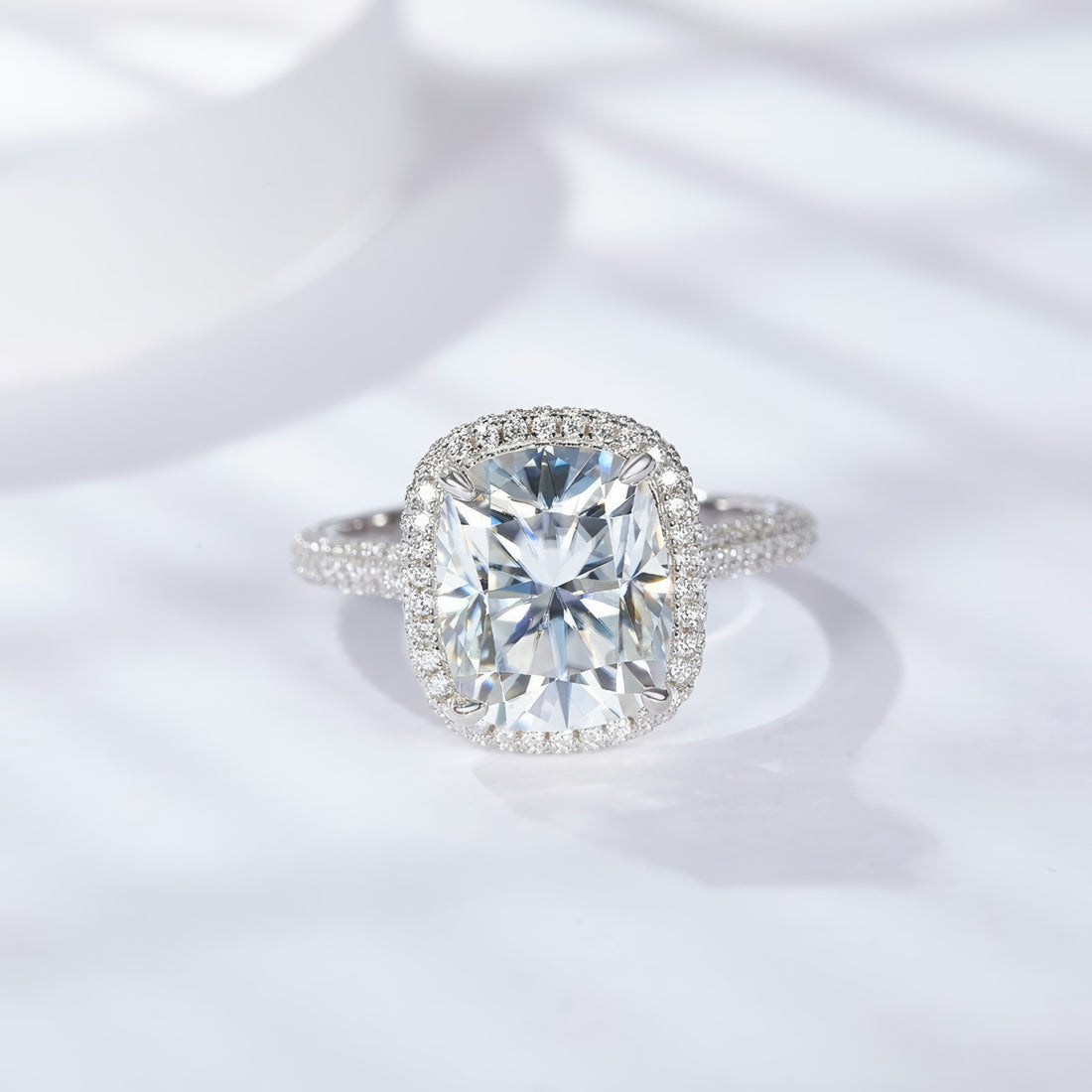 oval halo cushion cut moissanite engagement ring