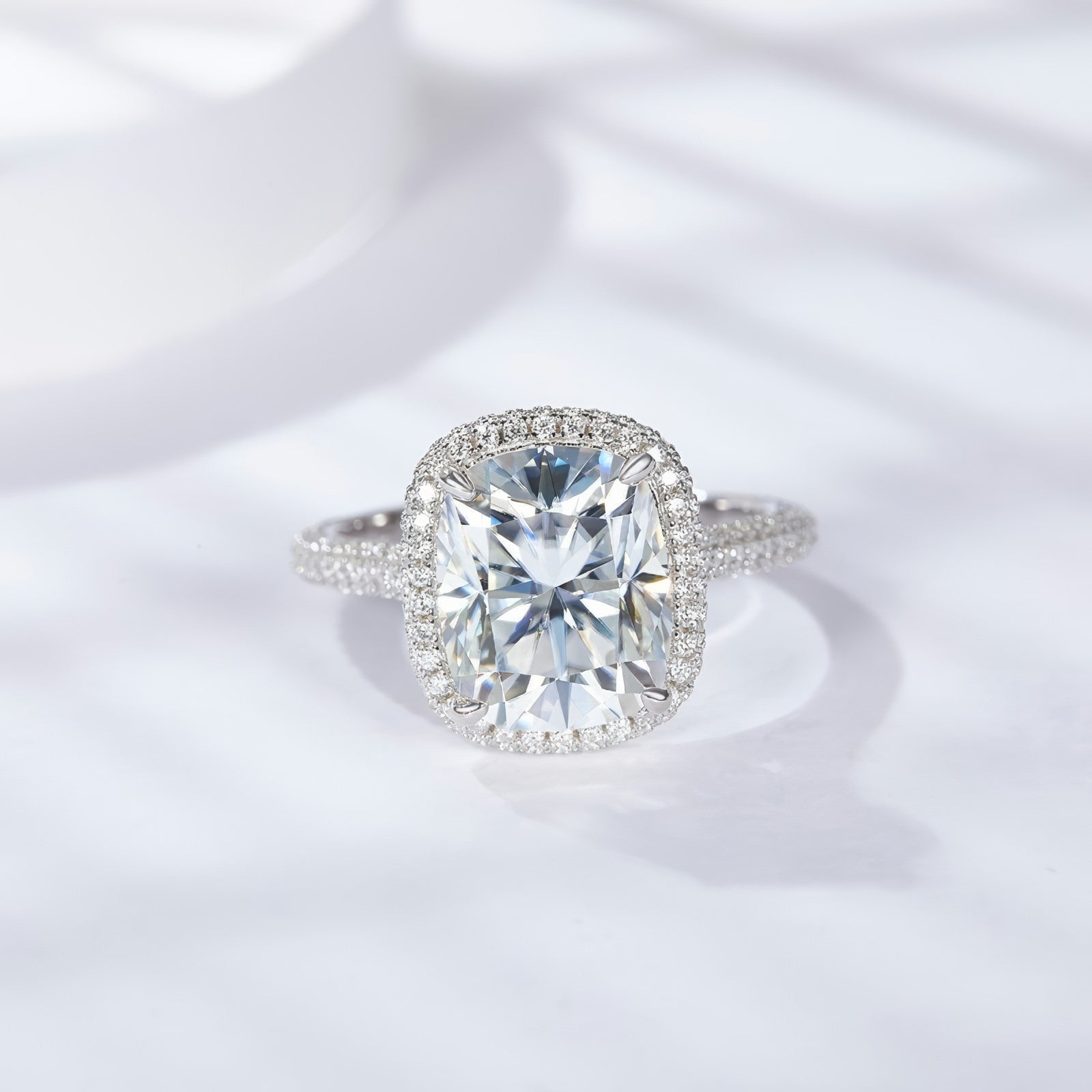 oval halo cushion cut moissanite engagement ring