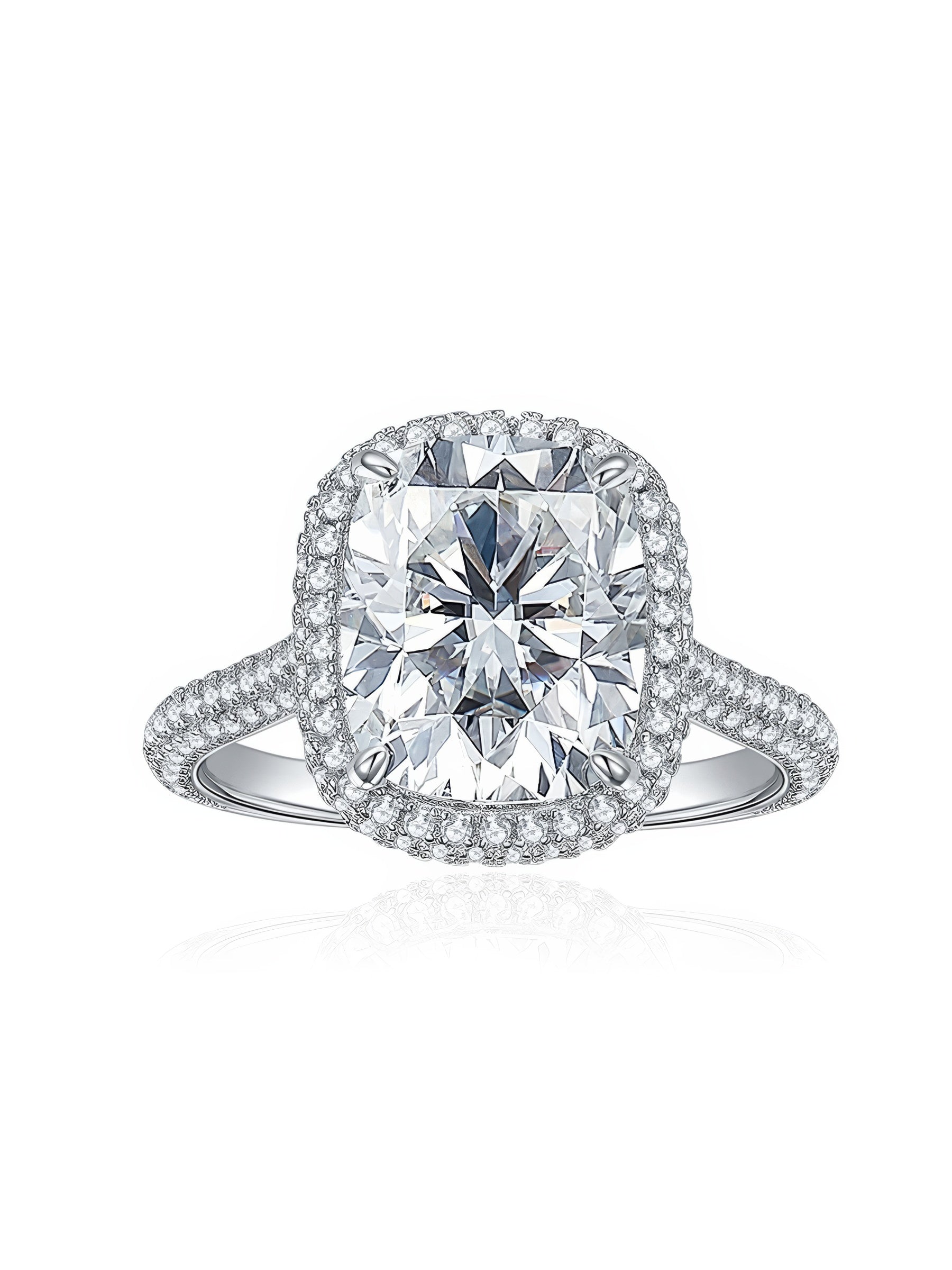 Bague de Fiançailles Halo en Moissanite Taille Coussin – Tiny Pleasure
