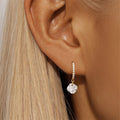 square cushion-cut crystal drop hoop 925 sterling silver earrings with 5A cubic zirconia accents in 18k gold plating