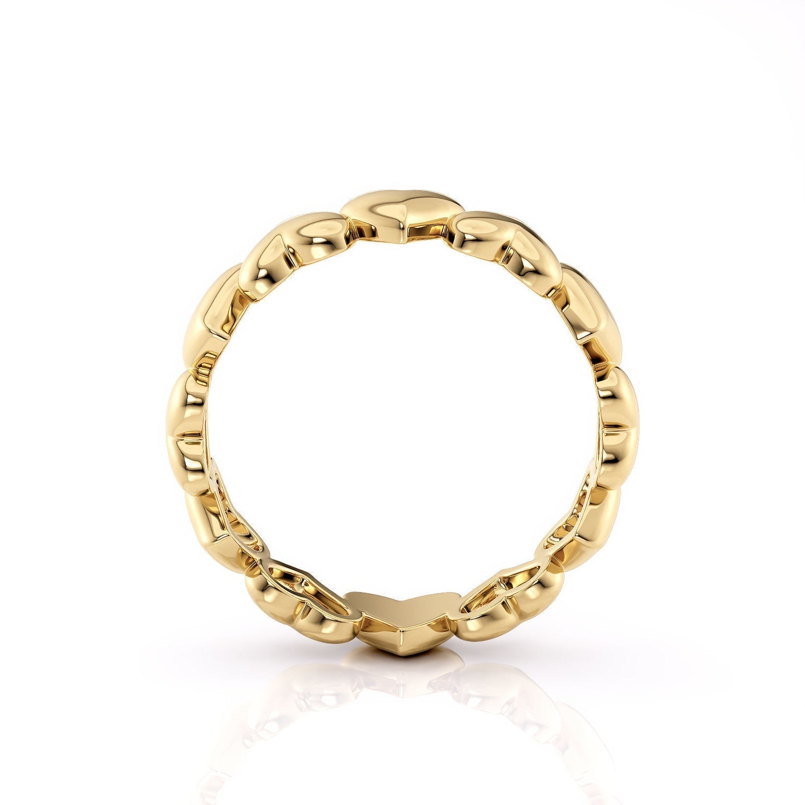 cute row of hearts gold plated silver ring
