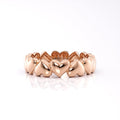 cute row of hearts gold plated silver ring