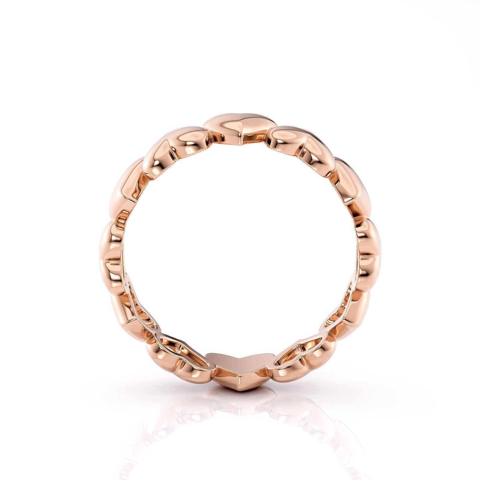 cute row of hearts gold plated silver ring