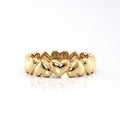 cute row of hearts gold plated silver ring