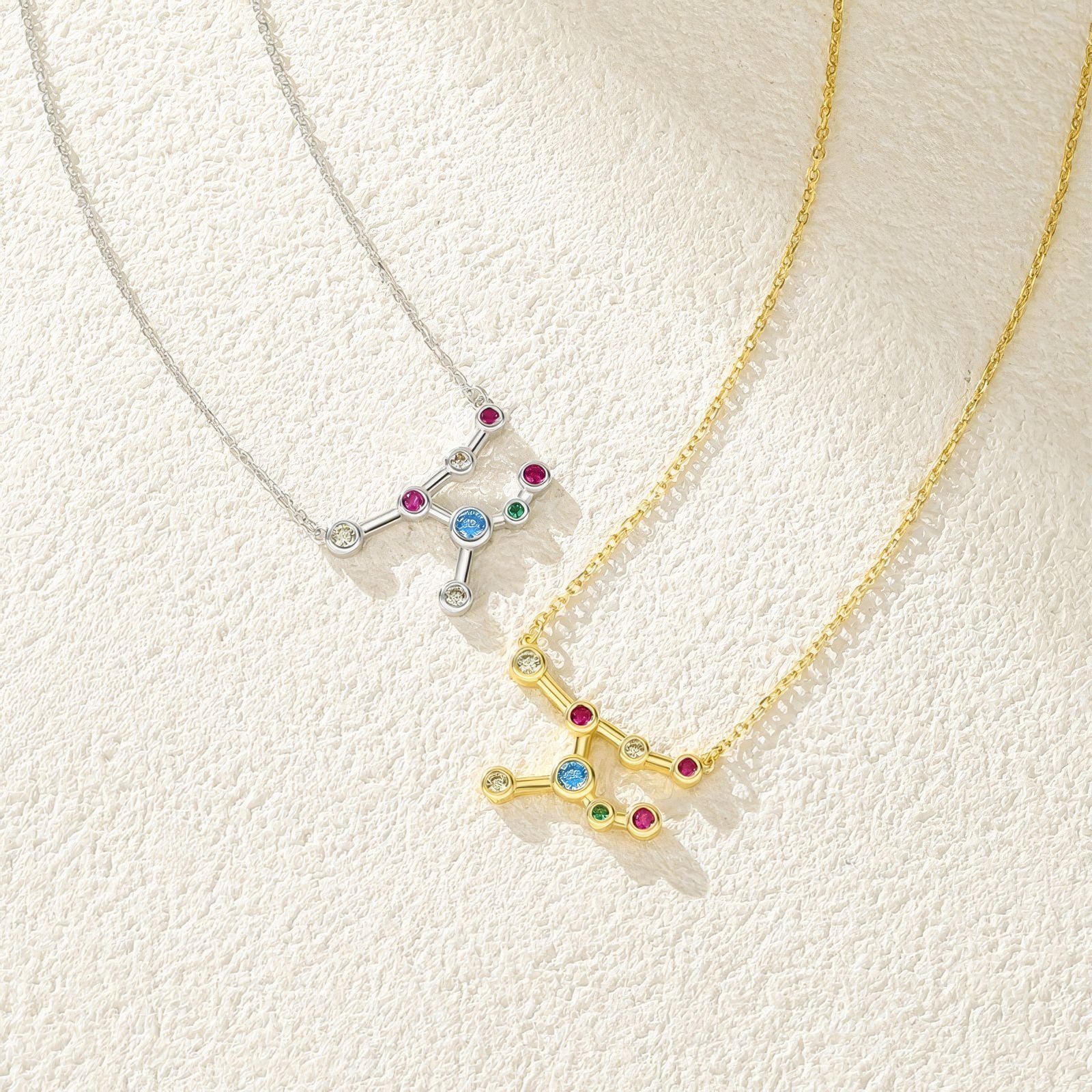 sagittarius constellation gold plated pendant necklace with multicolor zirconia stones