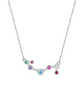 scorpio constellation shaped necklace pendant made of multicolor cubic zirconia stones and gold plated sterling silver metal