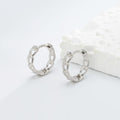silver chain link design huggie hoop earrings