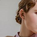 silver chain link design huggie hoop earrings