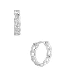 silver chain link design huggie hoop earrings