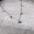 key and locker charms necklace with zirconia accents in gold plated