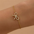 sparkling bow pendant cute chain bracelet in gold plated sterling silver