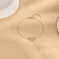sparkling bow pendant cute chain bracelet in gold plated sterling silver