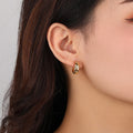 sterling silver engraved star with zirconia crystals gold plated hoop earrings