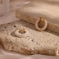 simulated tiny pearls beaded hoop earrings