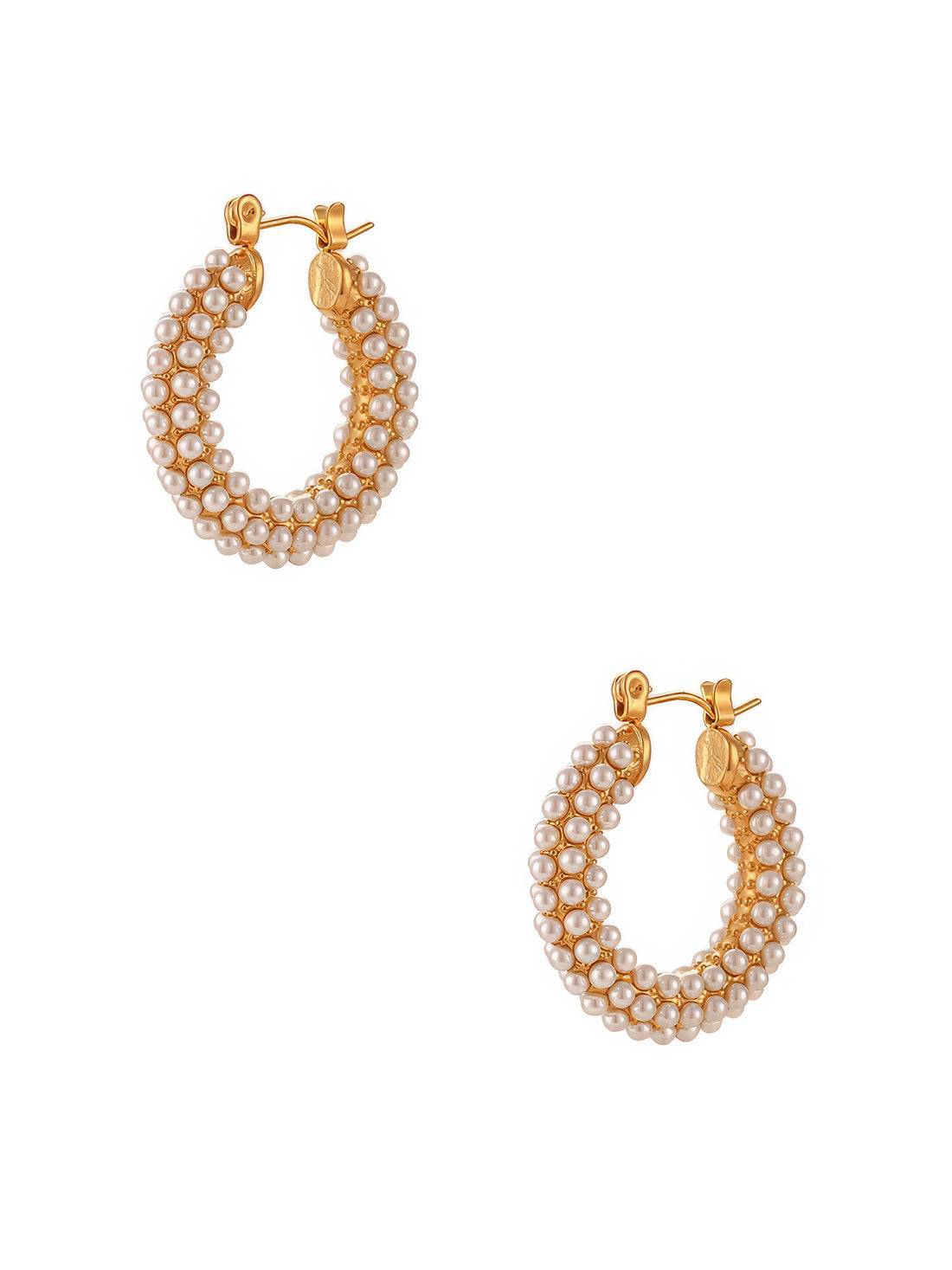 simulated tiny pearls beaded hoop earrings
