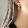 twisted gold hoop aesthetic dainty earrings