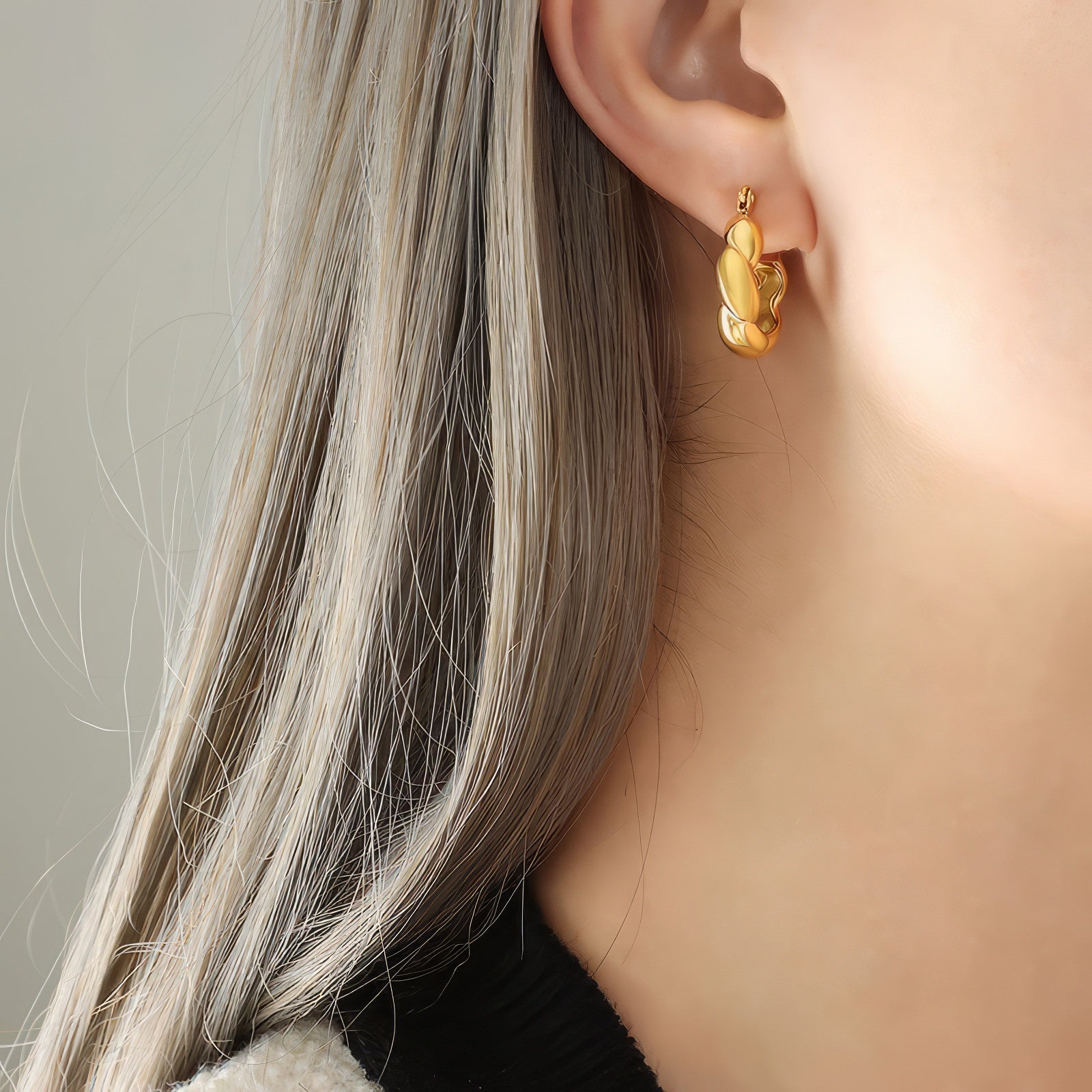 twisted gold hoop aesthetic dainty earrings
