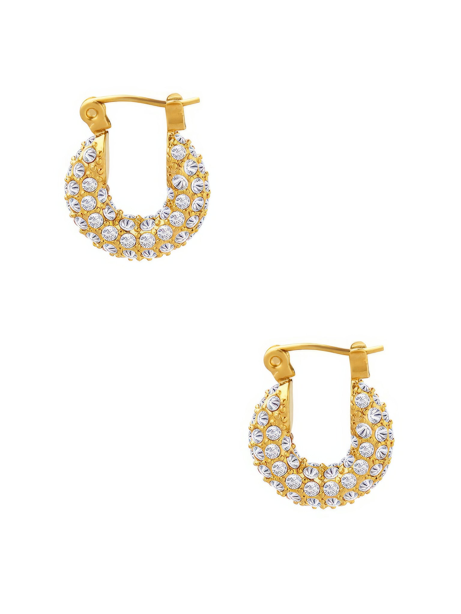 zircon crystal embellished gold plated aesthetic hoop earring