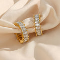 baguette cut zircon crystal artificial diamond c-shape hoop aesthetic earring