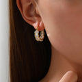 big cluster oval shaped crystals hoop gold plated dainty earrings jewelry