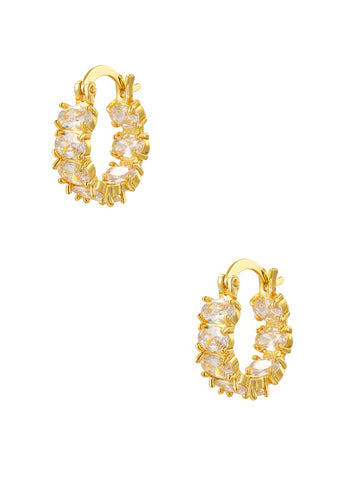 big cluster oval shaped crystals hoop gold plated dainty earrings jewelry