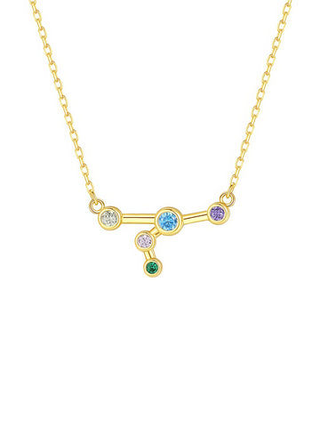 cancer constellation shaped necklace pendant made of multicolor cubic zirconia stones and gold plated sterling silver metal