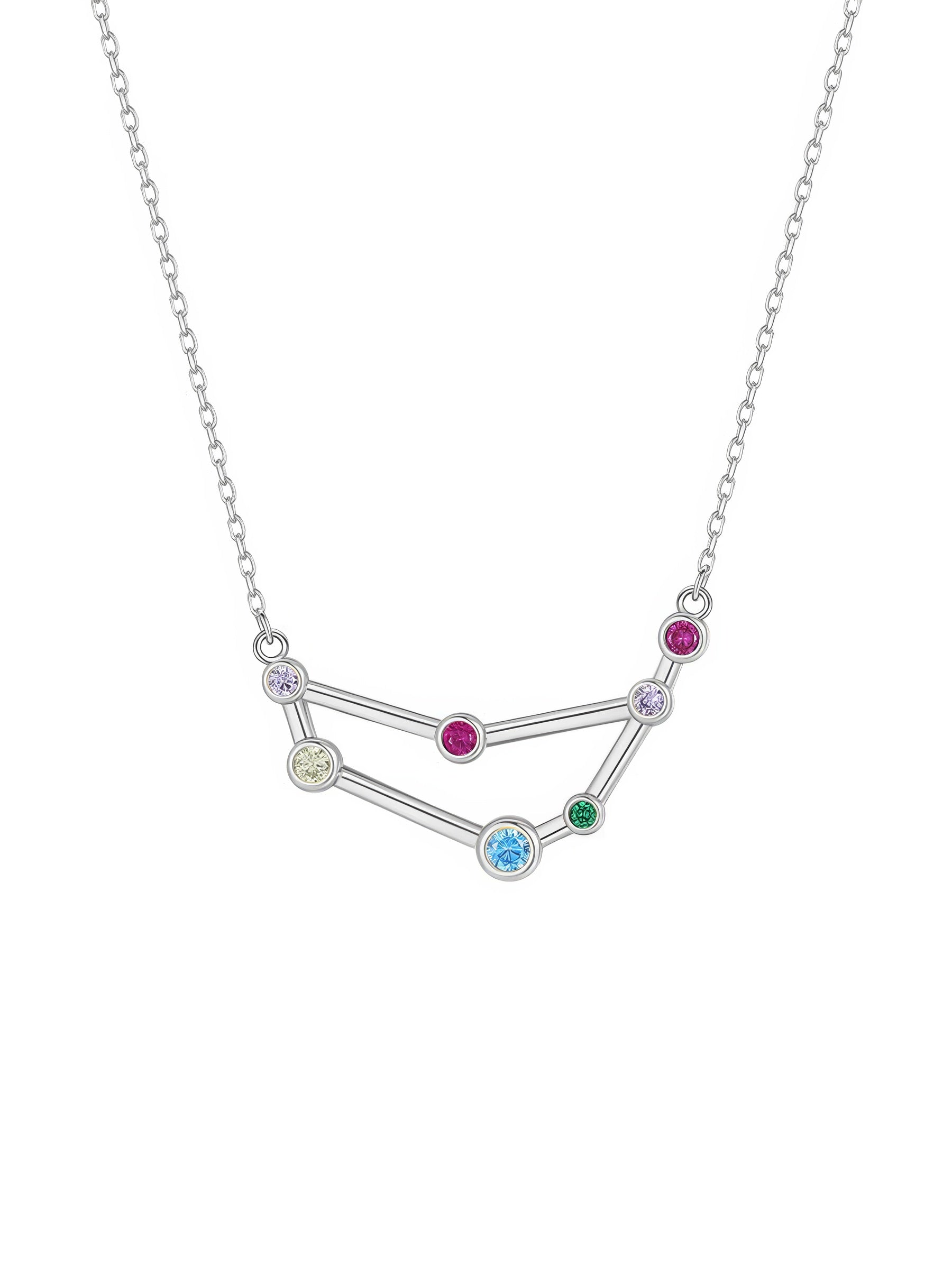 capricorn constellation shaped necklace pendant made of multicolor cubic zirconia stones and gold plated sterling silver metal