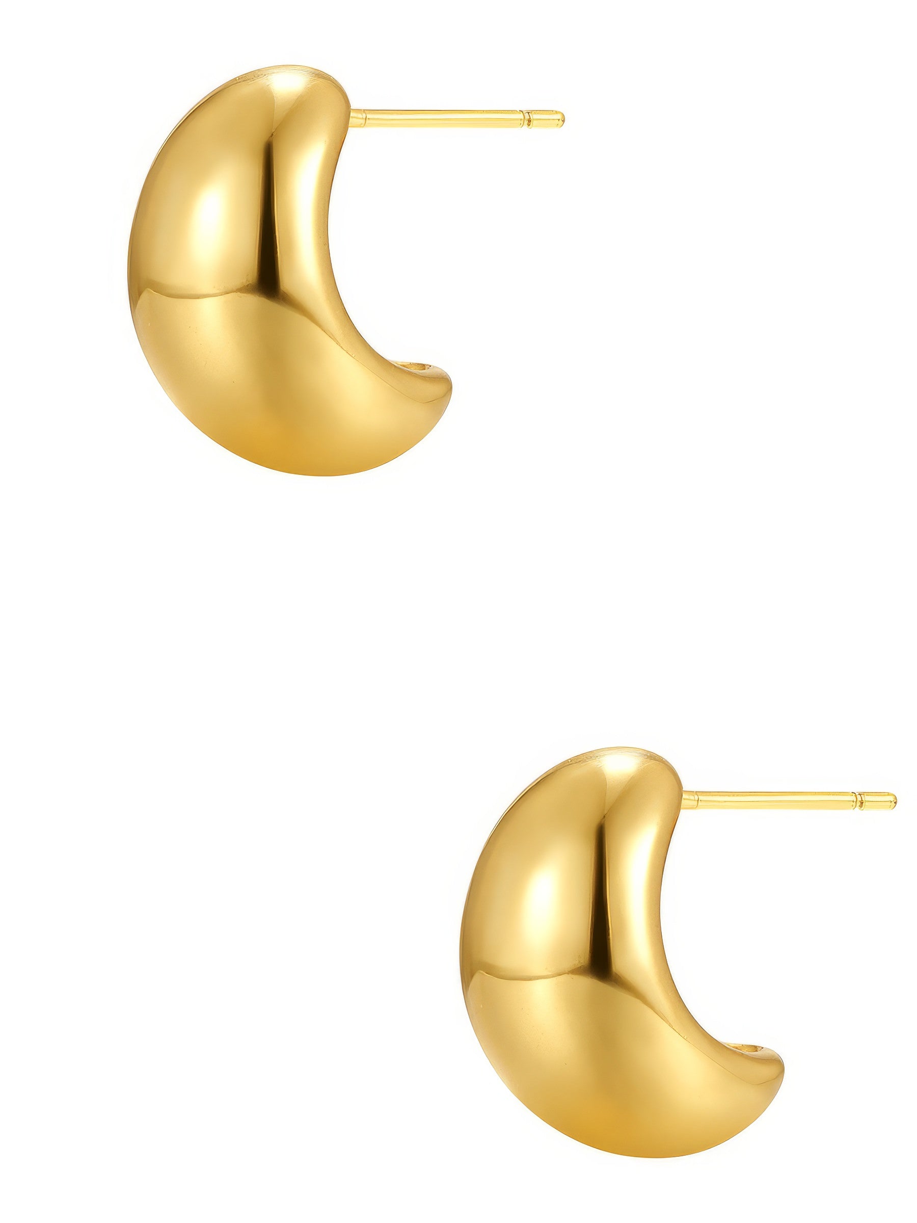 crescent shaped gold plated hoop earring