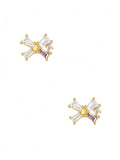 dainty butterfly or bow shaped stud earrings with crystals 