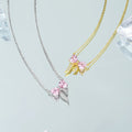 18k gold plated dainty bow shaped zirconia stone pendant necklace tinypleasure jewelry