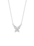 delicate clear zirconia crystal butterfly shaped pendant sterling silver 18k gold plated necklace