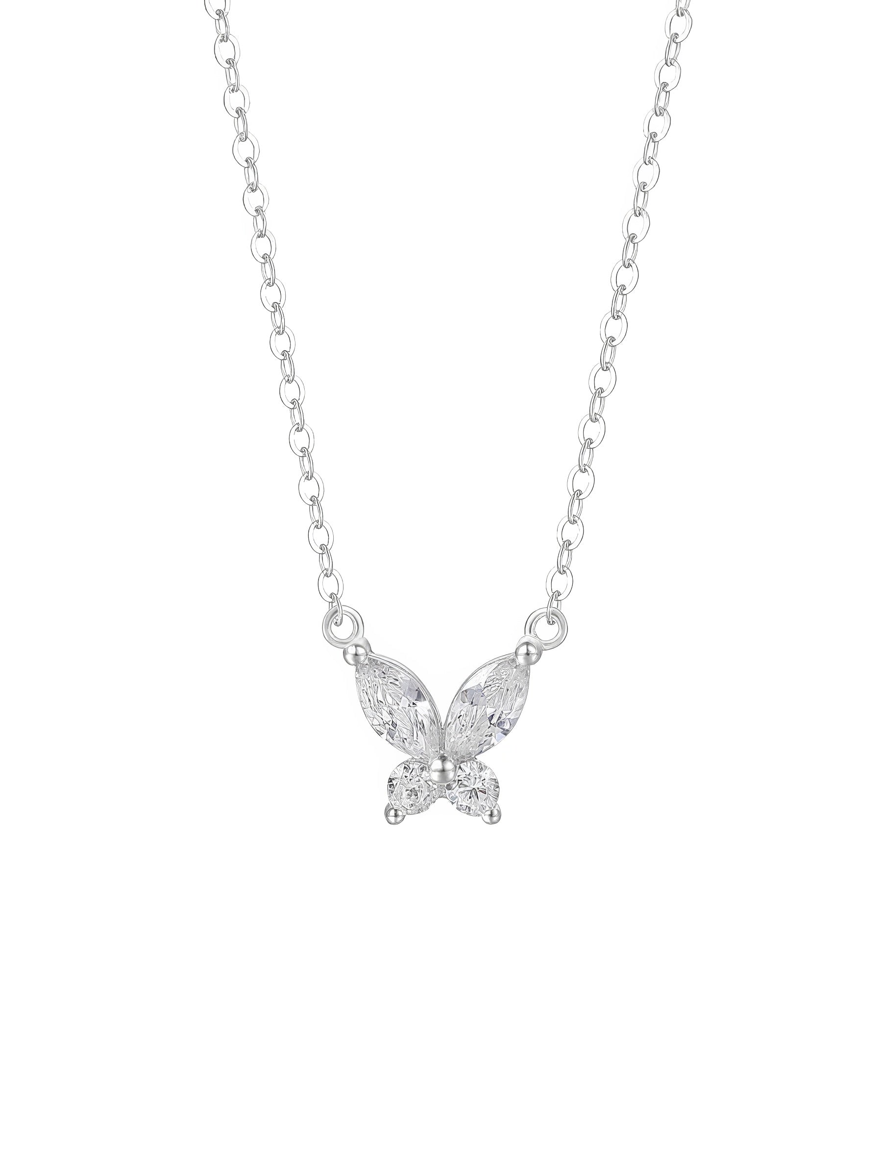 delicate clear zirconia crystal butterfly shaped pendant sterling silver 18k gold plated necklace