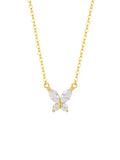 delicate clear zirconia crystal butterfly shaped pendant sterling silver 18k gold plated necklace