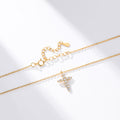 Gold plated sterling silver cross pendant necklace with clear zircon stones on fine chain, minimal design jewelry cross piece