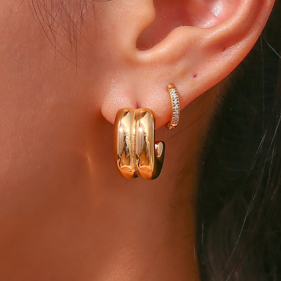 Double-Band Chunky Hoop Earrings