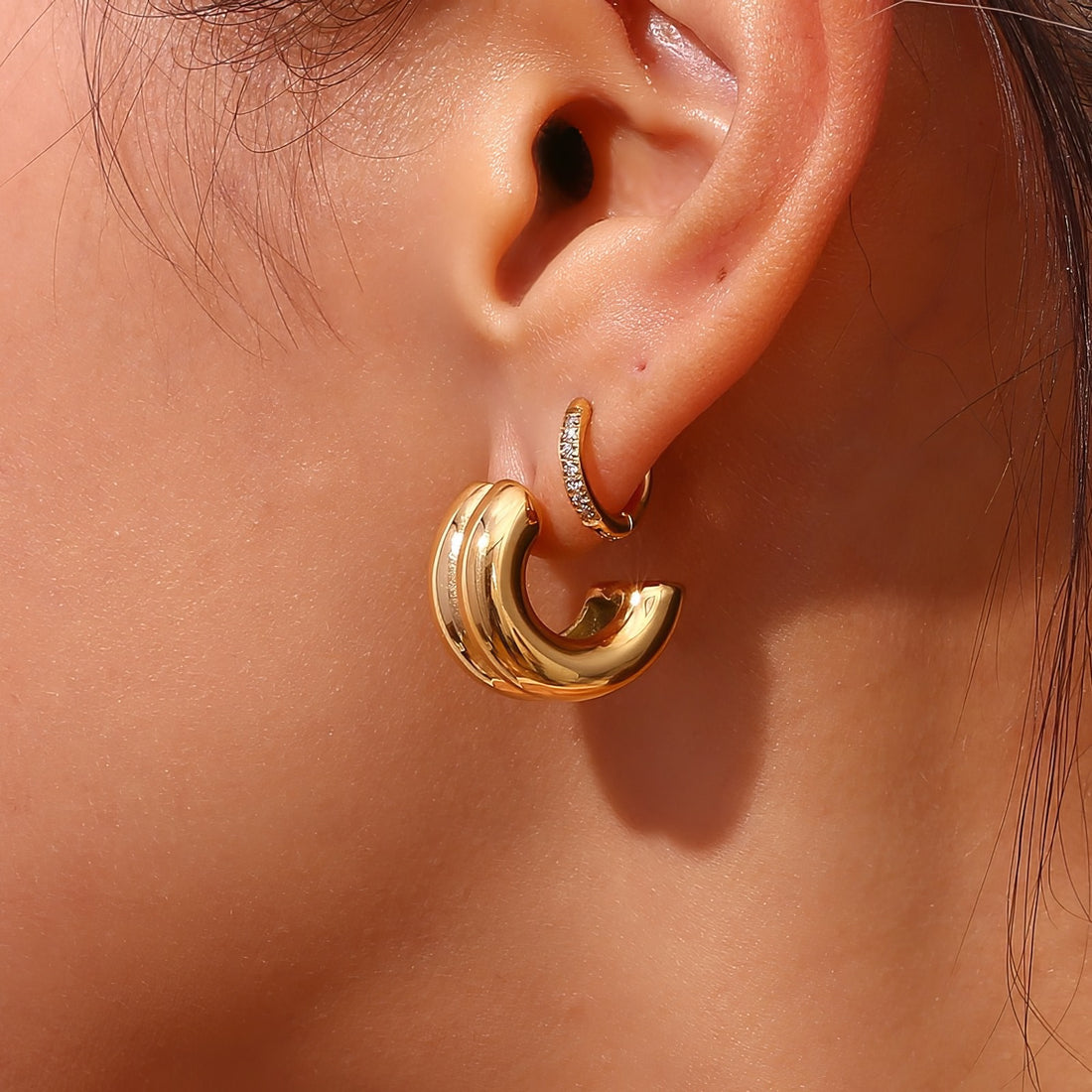 Double-Band Chunky Hoop Earrings