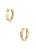 two row zirconia crystals simple hoop gold plated earrings tinypleasure jewelry